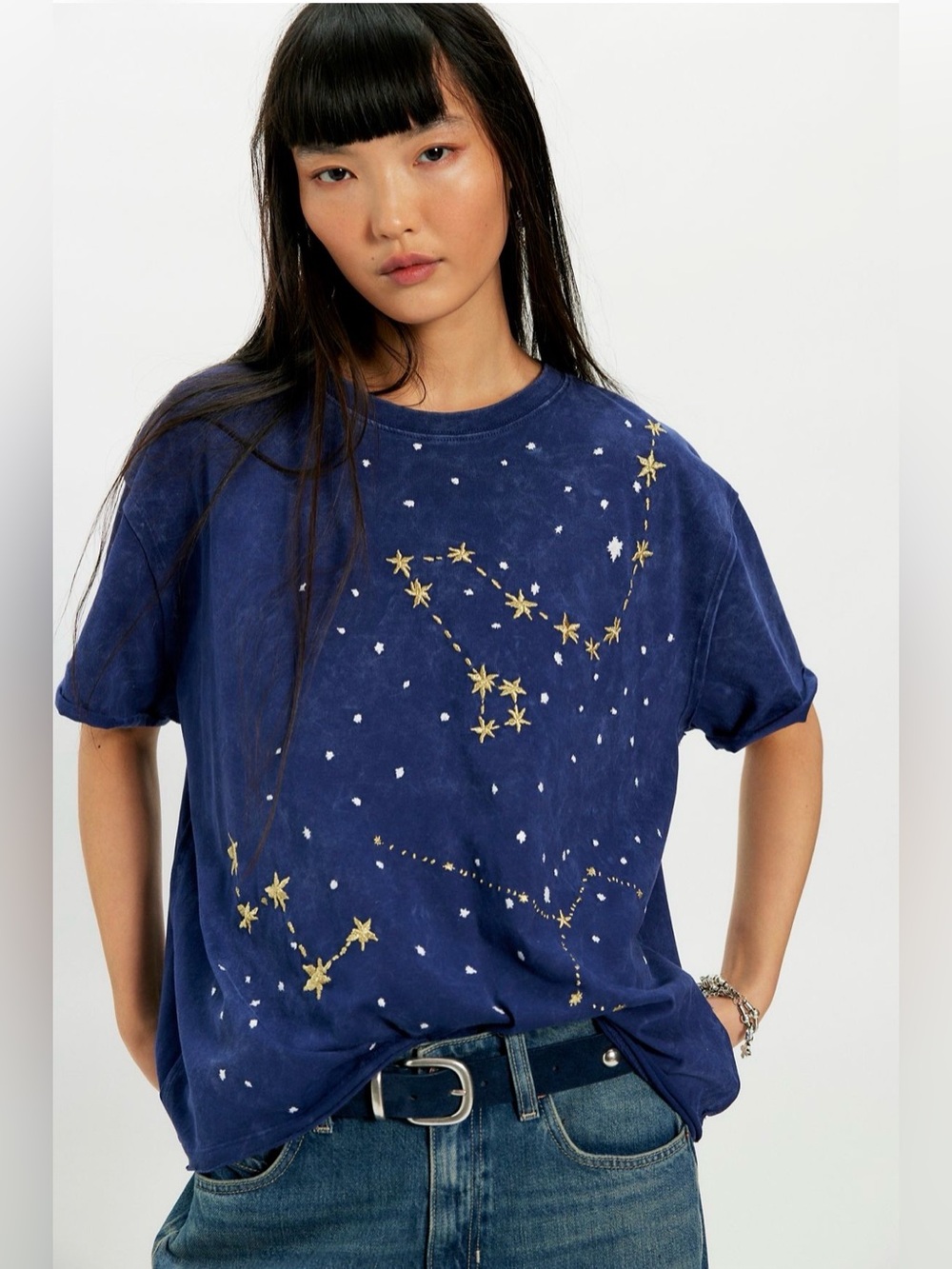 Free People x Denim and Bone Constellation Embroidered Tee